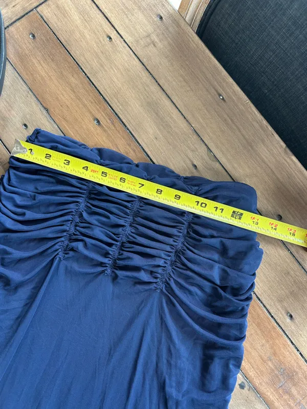 Anthropologie Maeve Yoke Ruched Navy Blue Skirt XS - Image 13