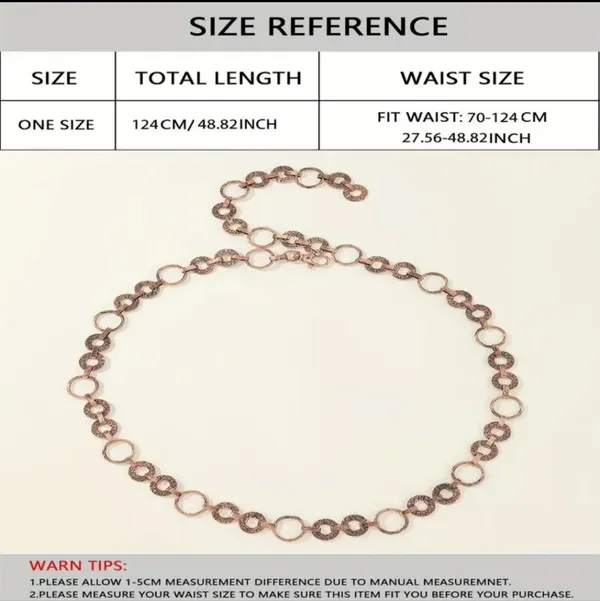 1pc Women's Adjustable Rose Gold Tone‎ Metal Belt Stylish Accessory - Image 4