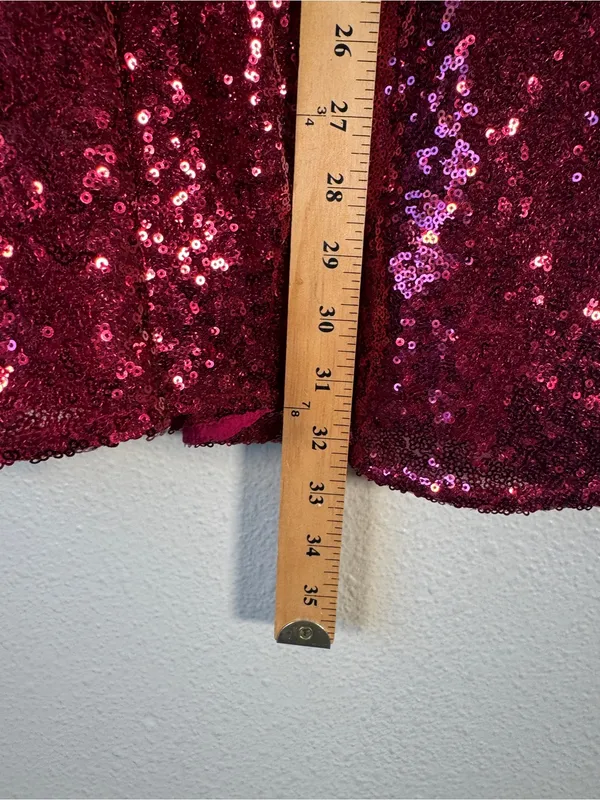 Free People Red Sequined Mini Dress Womens XS Babydoll Party Holidays Glam - Image 4