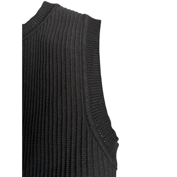 KLD Black Ribbed Knit Cropped Tank Top Small Made USA - Image 5