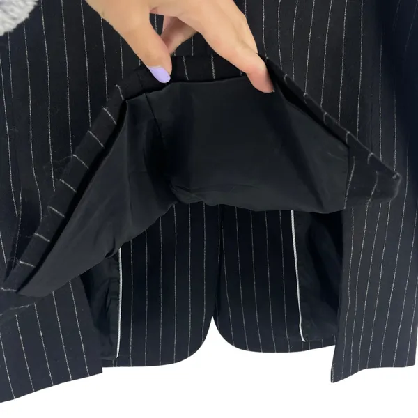 Madewell Wool Blend Oversized Blazer Jacket in Pinstripe Black Size 8 - Image 9
