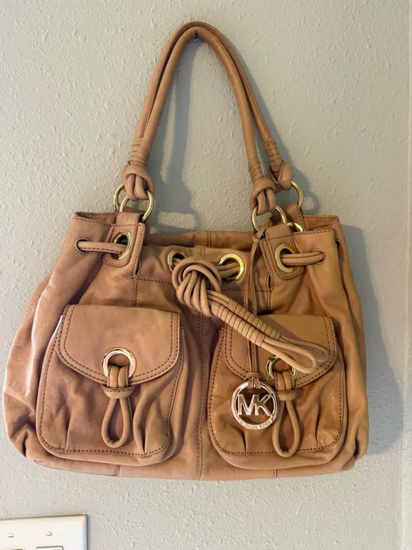 Michael Kors Cognac Leather Shoulder Tote - Image 2