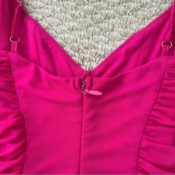 American Threads Hot Pink Ruched Mini Dress - Image 7