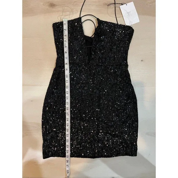 Nookie NWT Black Sequin Shimmer Supreme Bodycon Glam Party Night Out Mini Dress - Image 11
