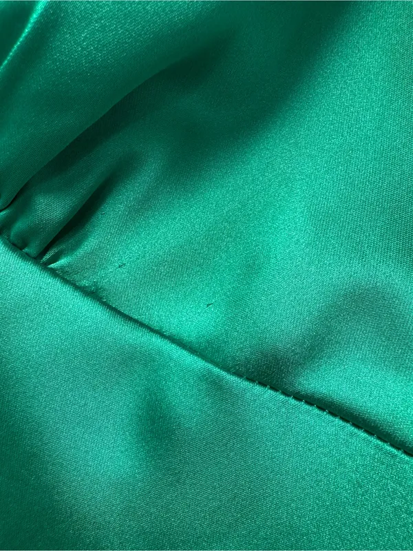 Mac Duggal Long Sleeve Empire Waist Satin Gown Maxi Dress Emerald Green 6 - Image 9