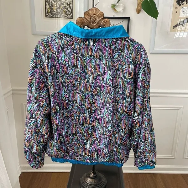 Vintage HTC Bold Colorful Print Windbreaker Spring Jacket M - Image 8