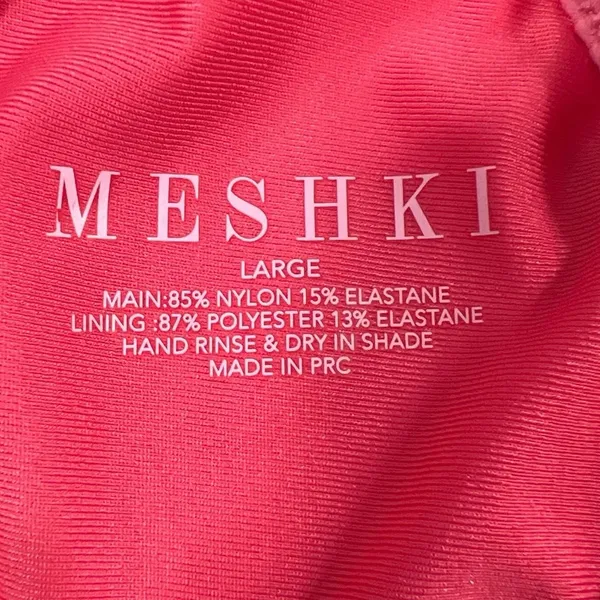 Meshki Pink Ribbed Knit 2 Piece Beach Swimsuit Swimwear Bikini Set Size L & M - Image 6