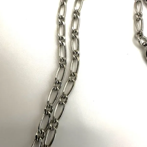 silver tone and black floral rhinestone pendant necklace - Image 9