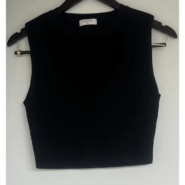 Babaton Sculpt Knit Muscle Ribbed Crop Tank Womens Size Medium Minimalist Career - Image 2