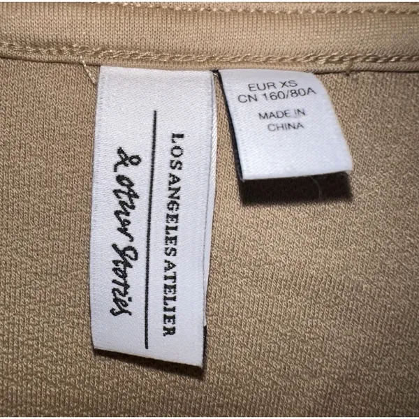 NEW Los Angeles Atelier + Other Stories Women Sz XS Brown Organic Cotton Dress - Image 3
