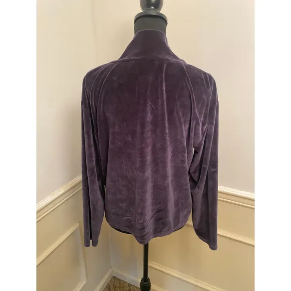 Garnet Hill Velour Knit Turtleneck Cowl Neck Pullover Top Blue Grey Cotton Modal - Image 5