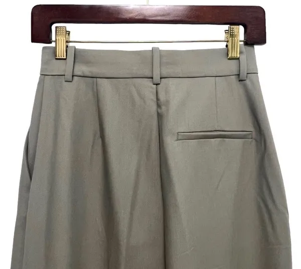 ZARA High Rise Pleated Wide Leg Trouser Pant khaki Women’s Size XS - Image 8