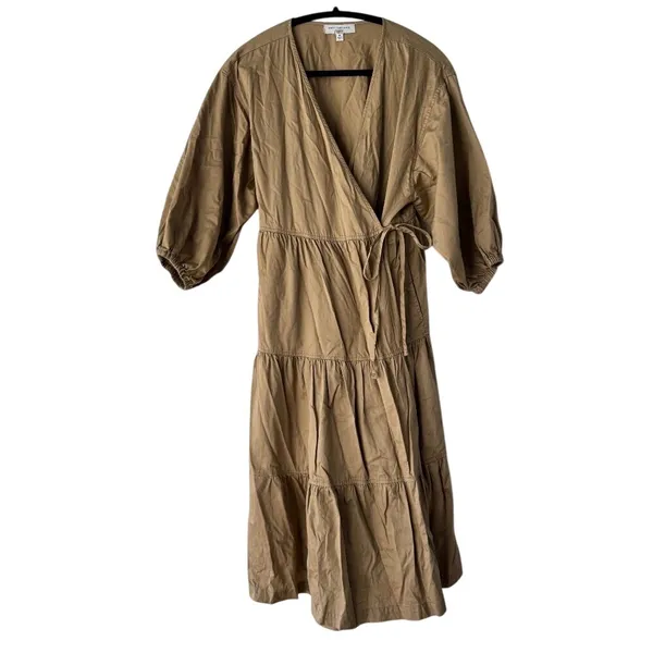 Sweet Baby Jamie‎ Wrap Midi Dress Tiered Casual Flowy Khaki Size M - Image 5