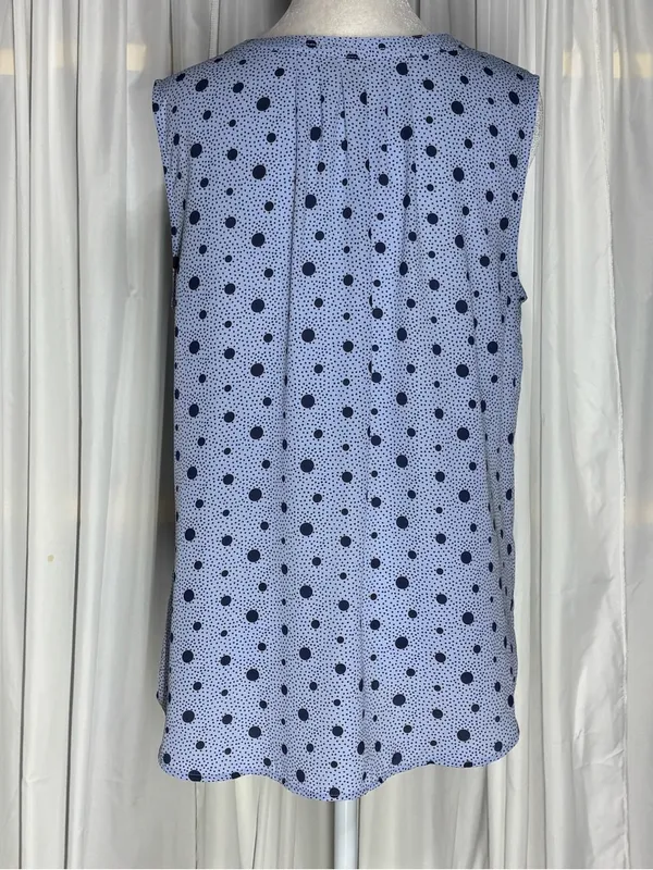 Talbots Light Blue And Navy Sleeveless V-Neck Polka Dot Tunic Size M - Image 2