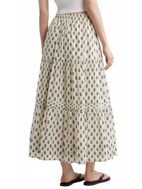 Treasure & Bond Tiered Maxi Skirt NWT Ivory Olive Block Floral XXL - Image 2