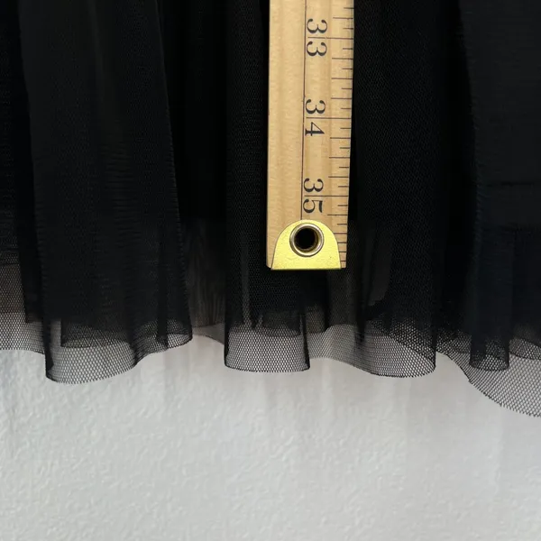 Soft Surroundings Tiered Mesh Midi Skirt Size‎ XS Black Ruffle Lined Flowy Goth - Image 12