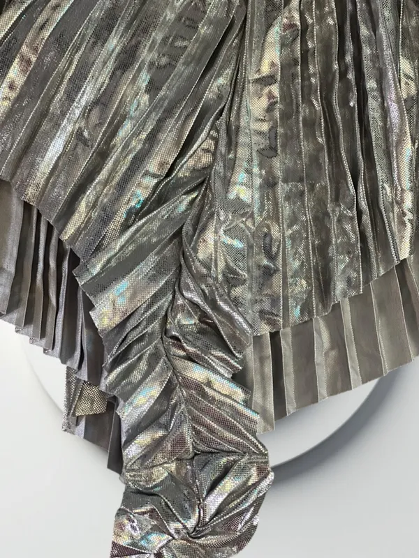 Savage X Fenty Silver Metallic PLEATED LAMÉ SHORT - Image 9