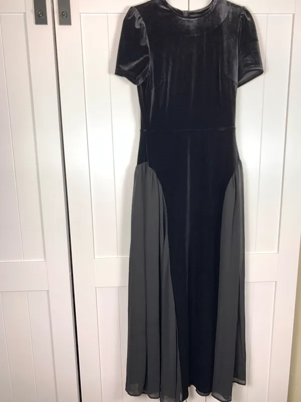 NOTUS Evening Gown Womens M Black Velvet Sheer Maxi Dress Formal Holiday NWT - Image 6