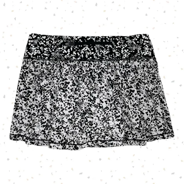 Lululemon Pace Rival Skirt Black White Print Tennis Fit Pickleball Skort Size 4 - Image 2