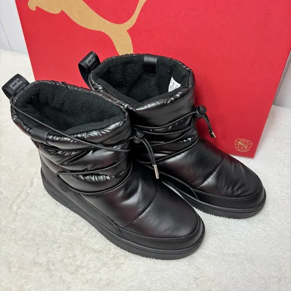 PUMA Sleek Black‎ Winter Snow Boots Size 6 NEW - Image 2