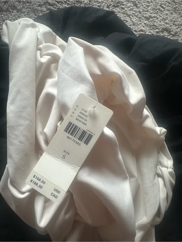 Anthropologie Two-Tone Ivory and Black Ruched Halter Mini Dress - Image 3
