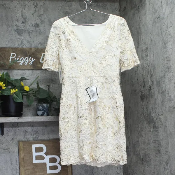 Eliza J Womens Sequin-Lace Puff-Shoulder Dress EJ4M3436 Ivory Off White 6 - Image 2