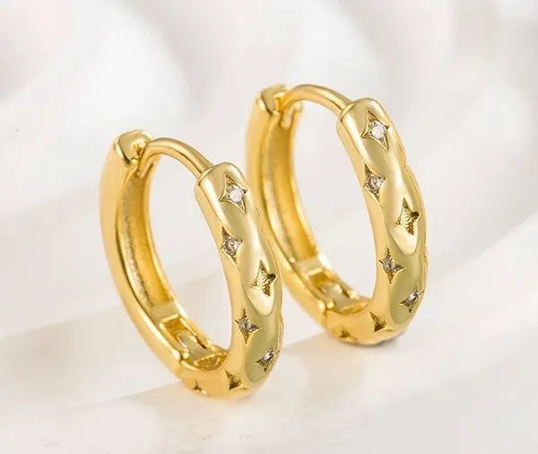 13mm Star Small Gold Hoop Earrings for Women Men - Image 2