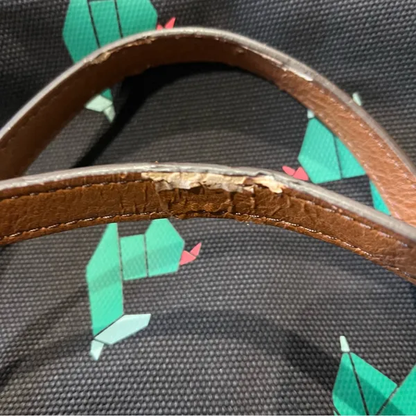 Fossil Origami Llama Tote Black Green Canvas Shoulder Bag Novelty - Image 9