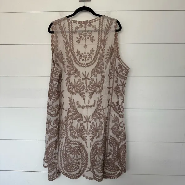 Origami Women’s Medium Boho Romantic Lace Crochet Kimono Cardigan - Image 4