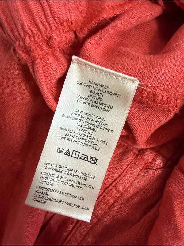 Free People Day’s End Linen Pull-On Pants XS Dark Salmon Wide Leg - Image 8