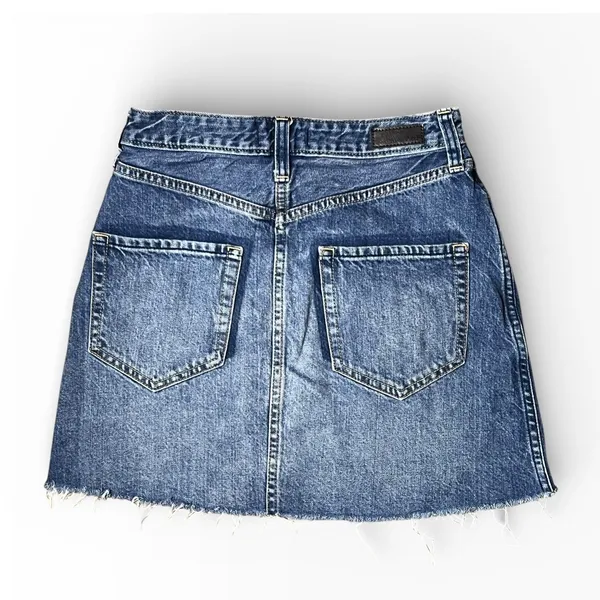 Abercrombie Fitch Denim Mini Skirt Distressed Frayed Raw Hem Blue Size 25 Y2K AF - Image 2