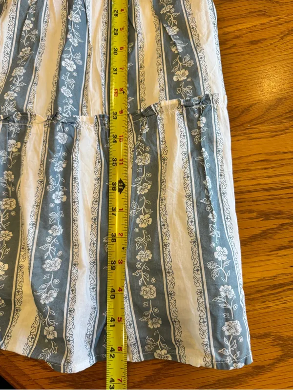 J. Crew blue Floral Smocked midi dress size large - Image 11