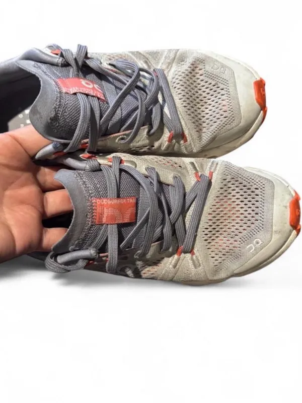 On Running Gray Trainer with Orange Accent Size 6 - Image 3