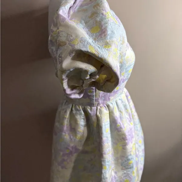 TCEC Pastel Floral Puff Sleeve mini dress jacquard size small - Image 6