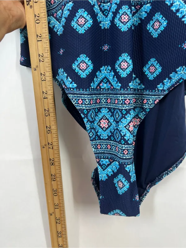 Aerie Boho Print Button Front Full Coverage One Piece Swimsuit XL - Image 11