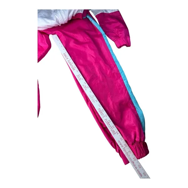 Neon 80s Colorblock Windbreaker Jumpsuit Womens Small Retro Pink Teal Zip Up - Image 8