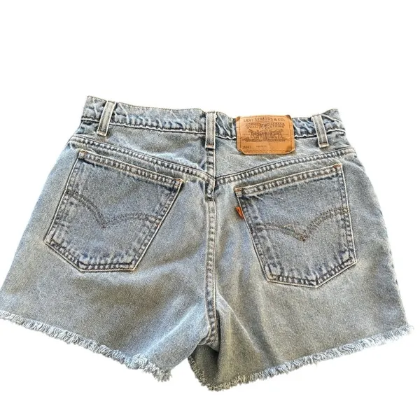 VTG Levi’s 941 Orange Tab High Waisted Denim Shorts Sz 8 Reg Fit Cut Offs - Image 2