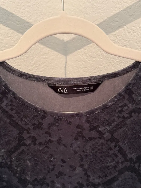 ZARA Crushed Velvet Mini Dress Medium - Image 5