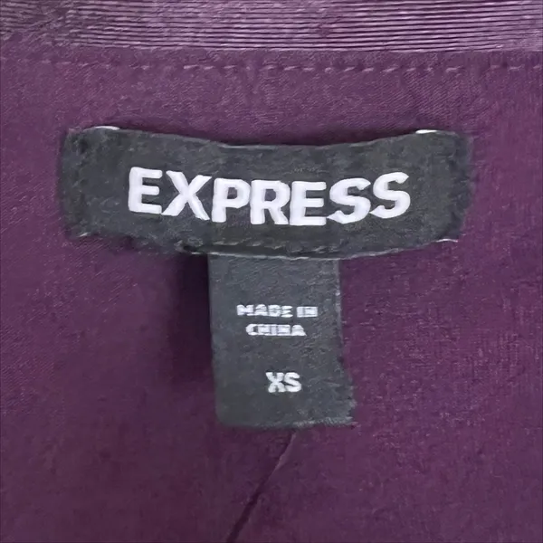 NWT Express Purple Satin Draped Off The Shoulder Long Sleeve Top Blouse Size XS - Image 4