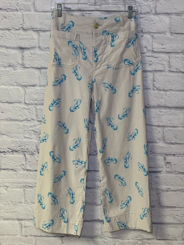Maeve x Anthropologie Colette Blue Lobster Wide Leg High Rise Crop 25 Linen - Image 3