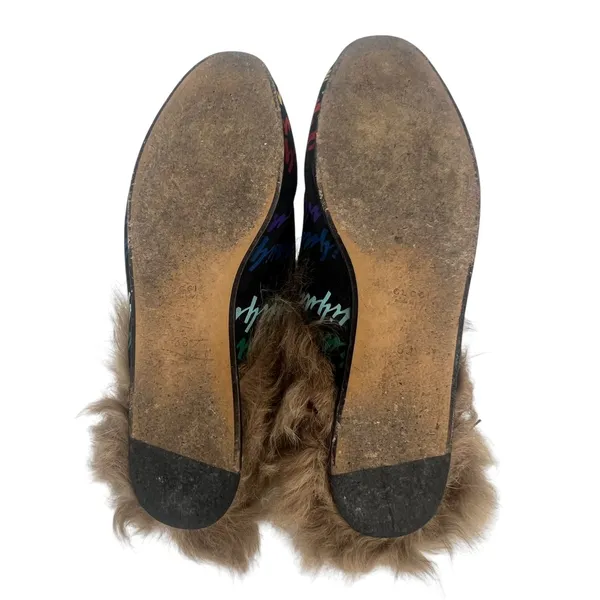 Gucci Garden Princetown GG‎ Cloth Fur Lined Mule Slippers 36 - Image 13