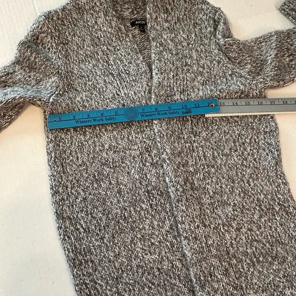 Apt. 9 Silver/Gray Knit Sweater long sleeve open front Holiday sparkle size M - Image 8