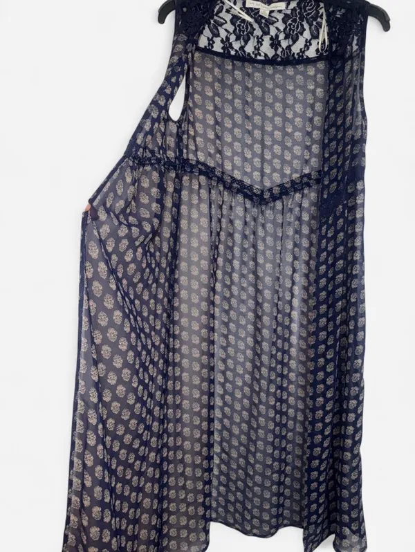 Navy lace trim cover up Blue - Image 2