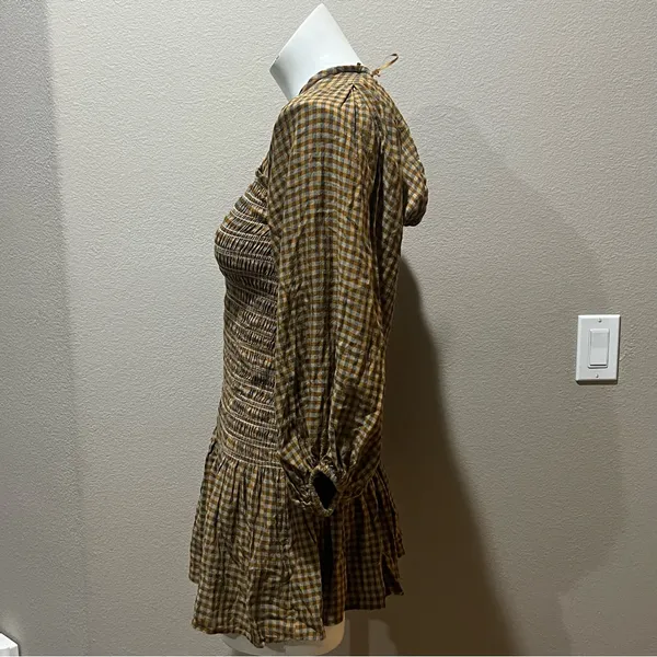Urban Outfitters plaid smocked long sleeve mini dress - Image 8