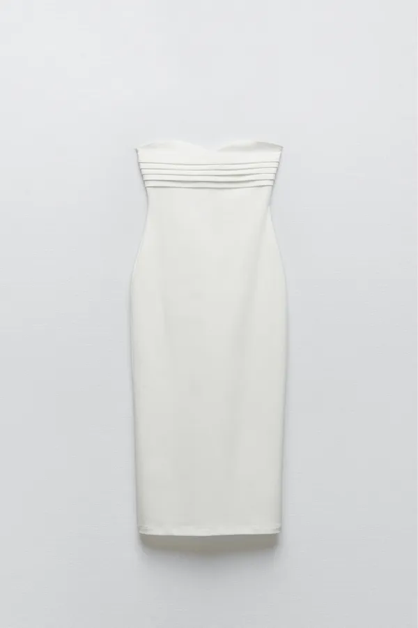 Zara midi bodycon dress sleeveless white wedding coctail party - Image 8
