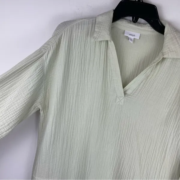 J. Jill Pure Jill Gauzey Orangic Cotton Tunic Top Sz Medium Boho Lagenlook - Image 5
