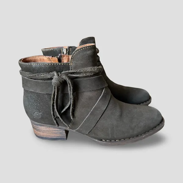Börn Montilla Leather Ankle Boots Brown Distressed Western Boho Zip Womens 8.5 M - Image 5