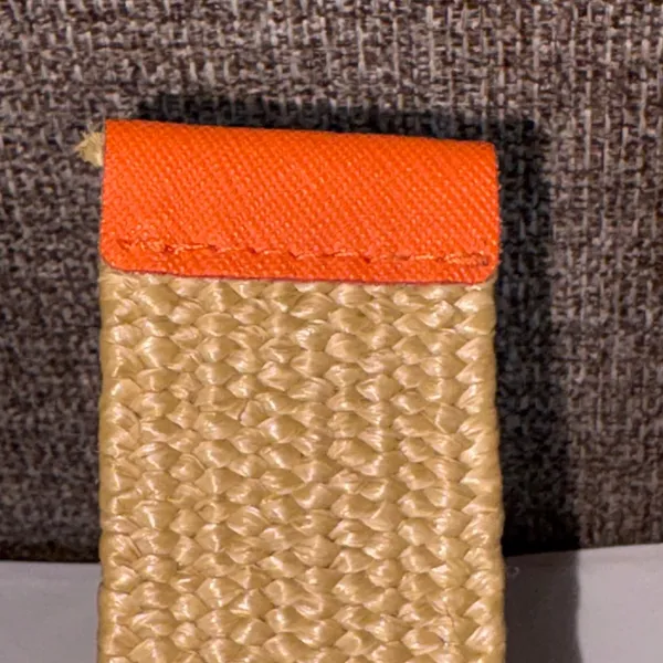 Michael Kors Woven Straw Belt Tan Orange White Leather Gold D-Ring Buckle 42" - Image 8