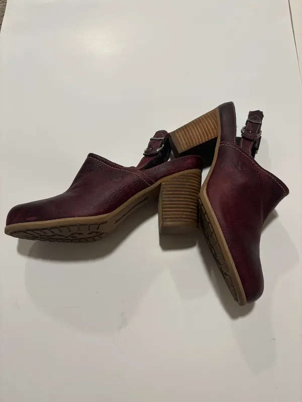 Timberland Women's Burgundy Leather Slingback Clog Heels - Image 2