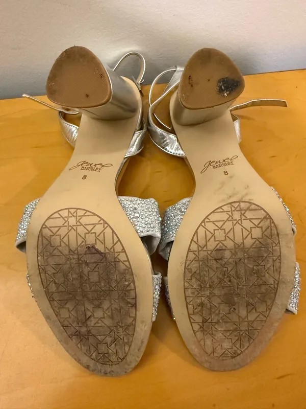 Badgley Mischka Silver Crystal Bow Ankle-Strap Heels - Image 6
